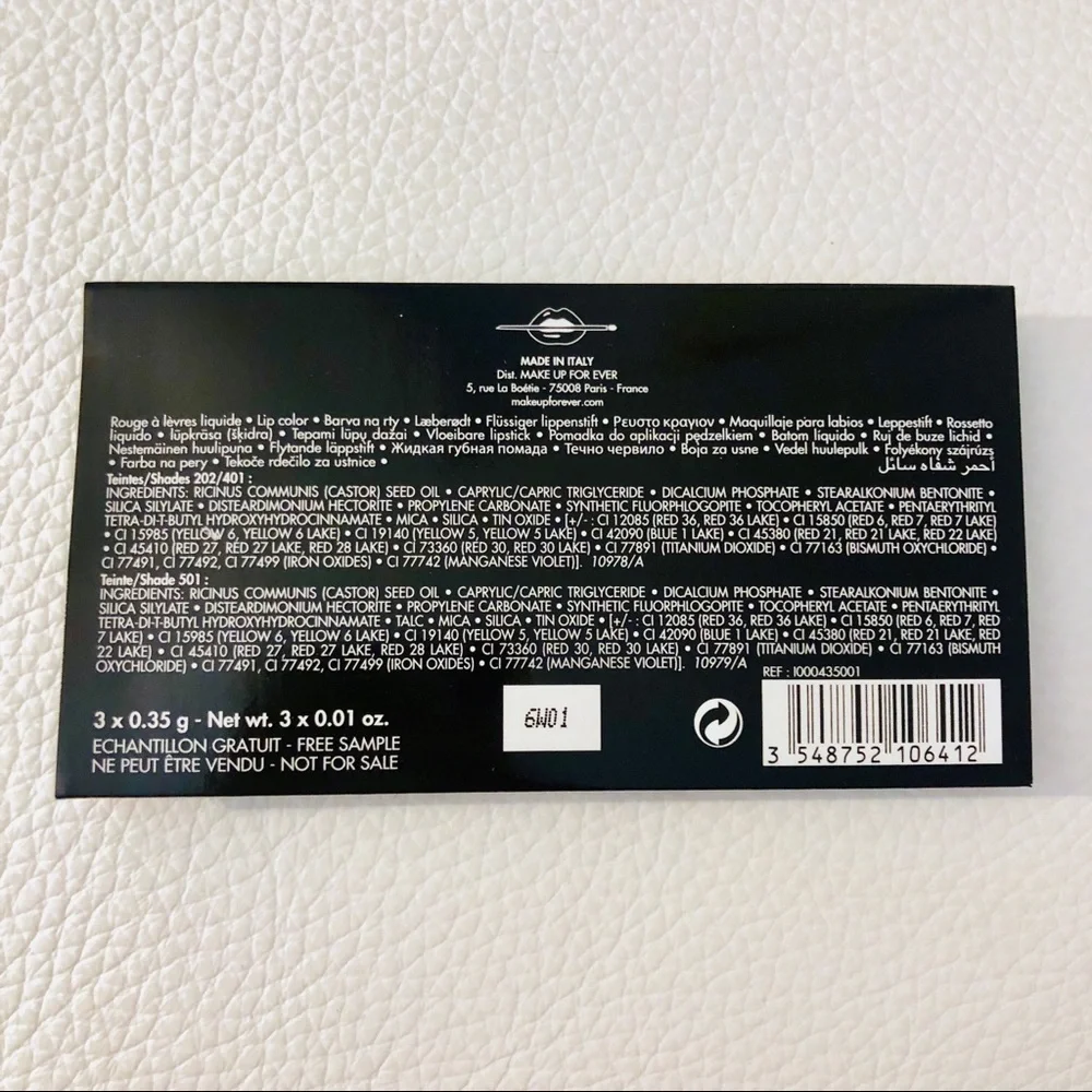 Makeup Forever New 3-Shade Lipstick Sample Card